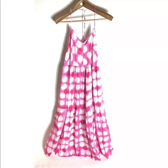 Anthropologie Maeve Size Medium Geneva Maxi Dress Pink Ombré Tiered - Picture 3 of 8